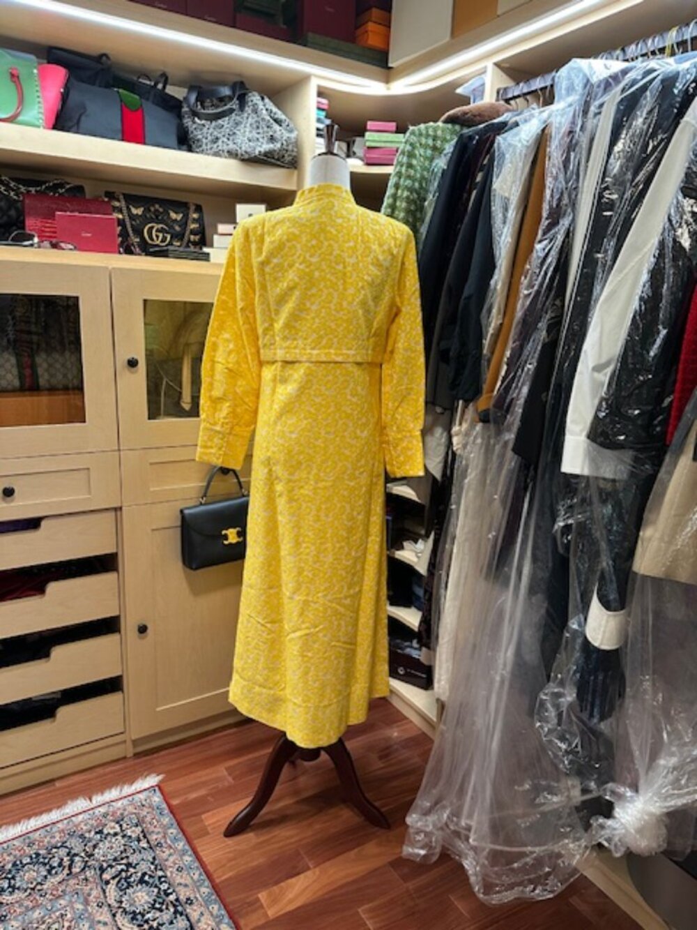 Tuckernuck Long Sleeve Size M Yellow Midi Dress - Picture 3 of 8